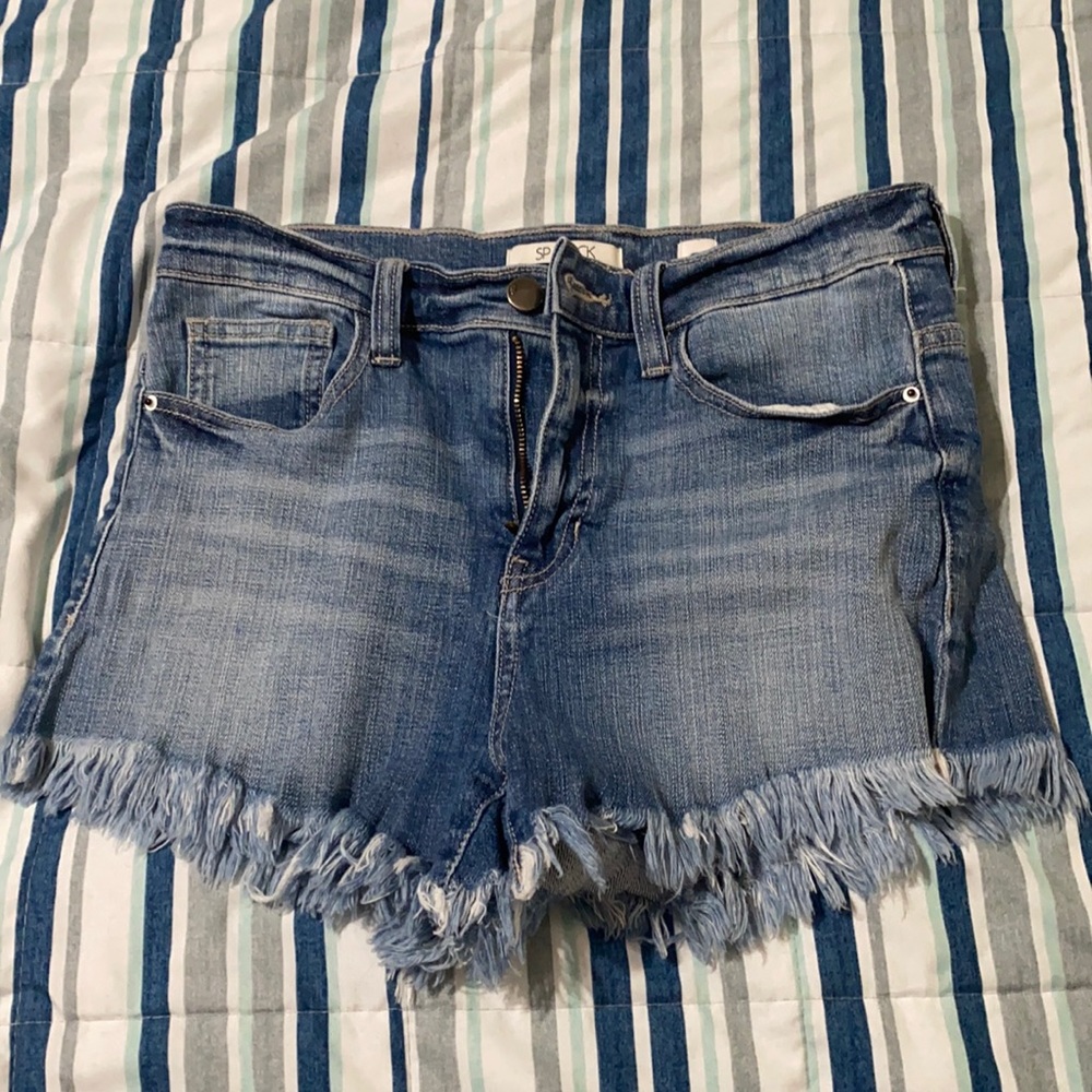 high rise denim shorts
